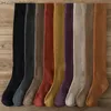 Çorap Çorap Yumuşak ve Sıcak Yün Diz Çoraplar Kış Düz Renkli Kızların Uzun Kalın Yüksek Çorapları Kadın Bacak Çorapları Z230810