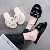 Slippers pearl letters fur slippers women perfume slides pantoffels dames crystal furry flip flops ladies comfy plush home slides shoes J230810