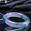 Bangle Certified Jade Round Bangles Women Fine Jewelry Genuine Myanmar Jadeite Grade A High Floating Flower Jades Bracelet