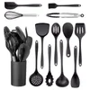 Matlagningsredskap Jankng Black Silicone Kitchenware Nonstick Tool Spatula Ladle Egg Beaters Shovel Soup Cookware redskap 230809