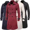 Men's Trench Coats Mens Spring Autumn Windbreak Overcoat Long with Belt Male Pea Coat Double Breasted Peacoat W03 230810