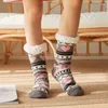 Women Socks FRALOSHA Thick Love Pattern Home Floor Winter Adults Warm Fur Slides Soft Slipper Fashion Christmas Gift