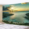 Tapestries Nature Sunset Forest Tapestry Scenic Green Pine Tree Beach Landscape Wall Hanging Home Bedroom Room Inomhus utomhusdekoration R230810