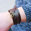 Bracelets de charme mdnen 3pcs / lot mode Bracelet en cuir Cowskin multicouche 101cm 0,6 cm