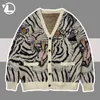 Männer Pullover Tiger Strickjacke Männer Hip Hop Lose Pullover Mode Vintage Harajuku Stickerei Jacken Unisex Herbst Frühling 230809