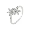 Cluster Ringe S925 Sterling Silber Doppel Blume Ring Weibliche Mori Serie Mode Zirkon Party Schmuck Geschenk Großhandel