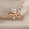 Cluster Anneaux Papillon Pour Femmes Grand Zircon Réglable Bague Minimaliste Géométrique Fine Bijoux De Noël Cadeau De Fête Bijoux Femme