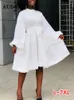 プラスサイズのドレス7xlエレガントな女性ホワイトイエロードレスファッションカジュアルソリッドランタン長袖アフリカンオフィスボールガウンベスティドス
