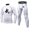 Men's Tracksuits Men Running Sets Wushu Compression Sports Suit Skinny Tights Jogging Gym Fitness Sportswear High Collar Quick Dry Training