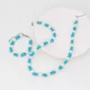 Boucles d'oreilles de collier Set à la mode des perles blanches bleues bijoux de chaîne à la main pour les femmes Natural Ewater Pearl Giftproof