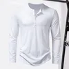 Men's T Shirts Men Slim Fit T-shirt Stylish Long Sleeve Tee Shirt With O-neck Buttons Solid Color Bottoming For Autumn