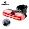 Rower Lights Rockbros Smart Tille Light Type-C ładowanie IPX6 czujnik hamulca Auto Stop Cycling Tailglight Ostrzeżenie Lekkie Akcesoria rowerowe HKD230810