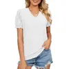 Kobiety Polos Spring i Summer Solid Lace Splice Princess Sleeve Hollow T-shirt T-SHIRT