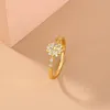 Wedding Rings Minimalist Snowflake For Women Small Crystal Flower Ring Stacking Zircon Elegant Bands Women's Female Jewelry