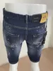 Męskie dżinsy 2023SS Summer jean Shorts Man Fashion Deep Blue Hole Patch Tide Micro-Bunce Pięć punktów