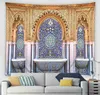 Tapissries 3D Marockan Art Architectural Tapestry Islamic Retro Geometric Mönster vägg hängande vardagsrum sovrum hemväggdekor filt r230810