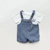 Completi di abbigliamento Born Baby For Girls Boys T-shirt a maniche corte Salopette di jeans 2 pezzi Completi casual per bambini estivi in cotone