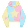 Kobiet Bluzy Deeptown Y2K Ogabersa kaptura Kobiety Pullovers Koreańska moda Kpop Streetwear Funny Kawaii Star Hood Bluza 2023 Autumn