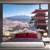 Гобелена вишневые цветы гора Фудзи японский стиль домашний декор гобелен мандала богемный украшение психоделическая сцена настенная гора йога коврик R230810