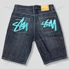 Mens Jeans Star Print Baggy Men Clothing High Street Vintage Hip Hop Washed Five Minutes Casual Wide Leg Pants 230809