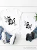 Dopasowanie rodziny graficzna koszulka koszulka tee cat zwierzę urocze dziecko dziecko ubranie chłopiec dziewczyna mama mama ubrania rodzina pasują do strojów R230810