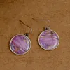 Dangle Earrings Vintage Round Purple Turquoise Statement Unique Artisan Handmade Jewelry