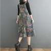 Casual Dresses Vintage Denim Maxi Long Dress Women Summer Loose Sleeveless Flower Print Female Oversized Pullover Jean