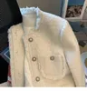 Women's Jackets designer White CHA Coat, Ladies, Elegant New FrenFashion, Versatile for Small Men 0XSU