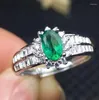 Klusterringar per smycken Natural Real Emerald eller Ruby Ring 925 Sterling Silver 0,85ct Gemstone Fine S8041309
