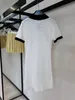 Basic & Casual Dresses Designer 2023 Early Autumn New Contrast Polo Neck Fresh, Sweet, Loose Relaxed Knitted Dress for Women LNL6
