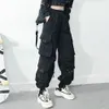 Womens Pants Capris Women Cargo Harem Fashion Punk Pockets Jogger Trousers With Chain Harajuku Elastics High midje Streetwear 230809