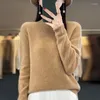 Kvinnors tröjor stickade ulltröja Kvinnor Toppar Hack Neck Lång ärm Casual Regulai Fit Basic Pull Femme Autumn Clothhe Pullover Jumper