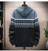 Men's Sweaters Printed Sweater Hooded Cardigan Cold Coat Wool Zipper Jacket Autumn And Winter Warm Fashion Guidelines Woven Pullover