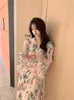 Повседневные платья gkyocq 2023 Женщины платье с цветочным принтом v nevidos slim used style style французский винтажный халат