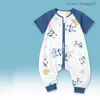 Pyjamas bambu bomull gaozi baby tunna sovsäck sommar kortärmade barns split ben sovsäck tecknad mönster barns sovväska z230811