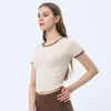 Chemises actives Femme Col rond Couleur assortie Hauts de yoga Vêtements Haut à manches courtes Taille Plis Sport Entraînement T-shirt Fitness