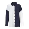 Kvinnor BLOUSES DAMNINGAR KNAPA UPP TOPA Höstfärg Matchande Långärmad Cardigan -skjorta Drop Shoulder Lovar Lapel Shirts Female Clothes