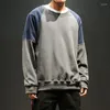 Bluzy męskie Spring luźne okrągłe szyi patchwork bluzy pod względem wieżowości Korea Kurtka młodzieżowa Tops Autumn pullover bluza Homme