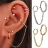 Boucles d'oreilles pendantes mode Double chaîne siamoise percée pour femmes Punk Simple rue filles garçon boucle d'oreille