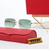 Luxurys Designers güneş gözlüğü toptan güneş gözlüğü kutuplaşmış çerçevesiz kare kesim lensler metal leopar baş ve bacaklar kadın mizaç UV güçlü hafif camlar