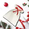 Süblimasyon boş Santa çuvalları diy kişiselleştirilmiş kırmızı şerit hediye çantası Noel hediye çantaları cep ısı transferi 2024 yeni yıl
