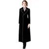 Trench-coats pour femmes Designer d'hiver Vintage Col cranté Bouton unique Noir Maxi Outwear Épaississement Chaud Velours Coton Rembourré Long Manteau
