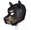 Pink Pig Mask Sexy Cosplay Role Play Pig Full Head Mask Soft PU Leather Puppy Hood stage performance props HKD230810