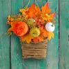 Decorative Flowers Thanksgiving Artificial Pumpkin Flower Basket Wreath Hanging Garland Front Door Garden Home Decor Drop