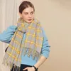 Scarves VISROVER Checked Woman Winter Scarf Fashion Female Shawls Cashmere Handfeeling Wraps Long Tassel Hijab