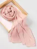 Scarves Luxury 2023 Muslim Women Pearl Chiffon Scarf Hijab 75cm 180 Cm Fashion Diamond Lady Bandana Shawl Female Islamic Headscarves