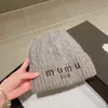 Women's Autumn and Winter Warm Candy Color Designer Beanie Hat Couple Vacation Travel Sports Letter Embroidery Wool 50% Rabbit Hair