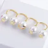 Double Pearls Open Ring Set Women Classic 18K Gold-Plated Simple Pearl Ring Luxury Fancy Classy Personalized Accessories