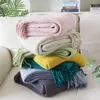 Filtar fritid fast färg mjuk filt för soffa täcke handduk stickad varv tofs bordsduk