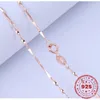 Chains HOYON Yellow Gold Clavicle Chain Authentic 925 Sterling Silver Jewelry Women's Necklace Twisted Rose Color